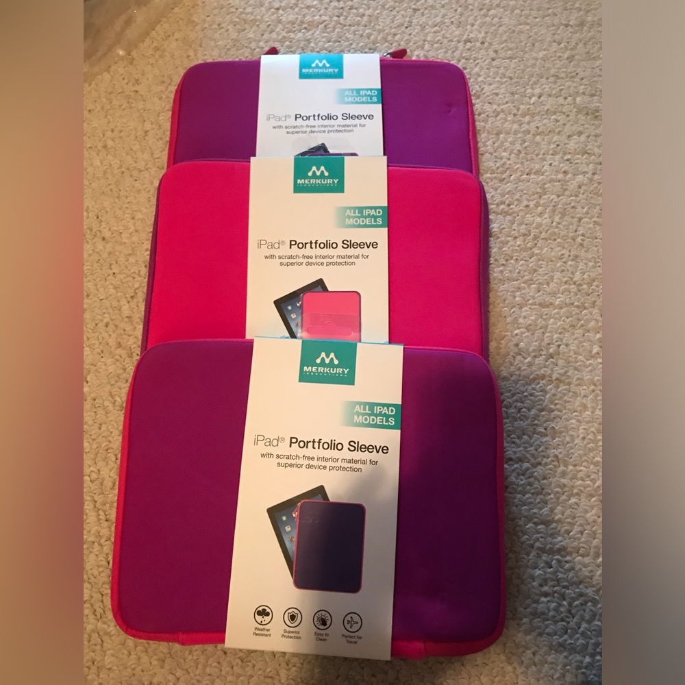 Merkury iPad cover lot of three pink/purple new